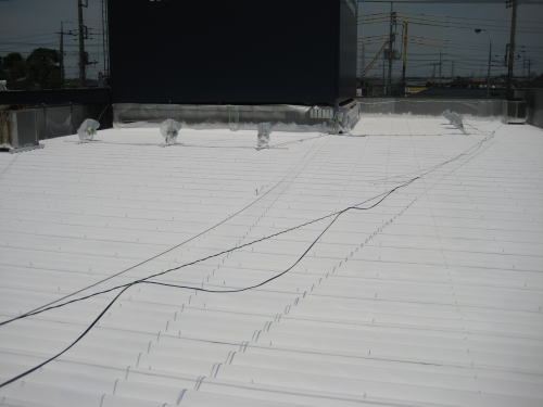 断熱塗装後の折板屋根